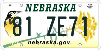 NE license plate 81ZE71