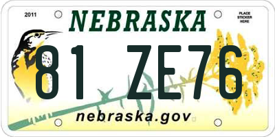 NE license plate 81ZE76