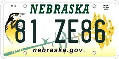 NE license plate 81ZE86