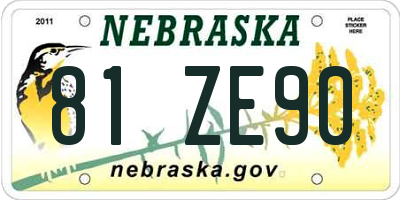 NE license plate 81ZE90