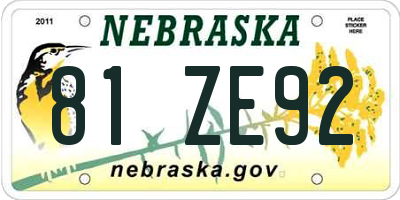 NE license plate 81ZE92