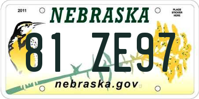 NE license plate 81ZE97