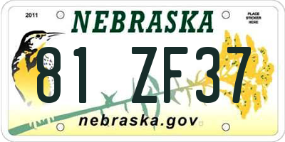 NE license plate 81ZF37