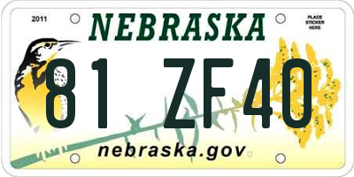 NE license plate 81ZF40