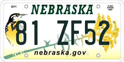 NE license plate 81ZF52