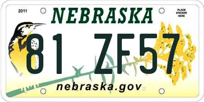 NE license plate 81ZF57