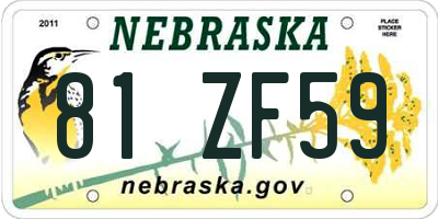 NE license plate 81ZF59