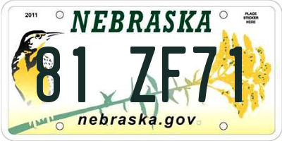 NE license plate 81ZF71