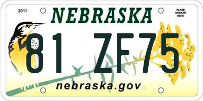 NE license plate 81ZF75
