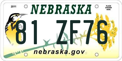 NE license plate 81ZF76