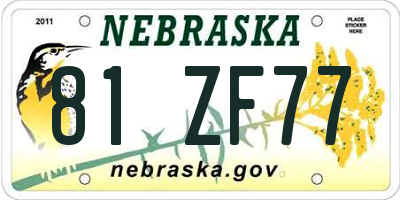 NE license plate 81ZF77