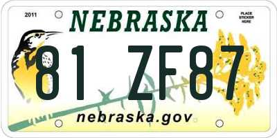 NE license plate 81ZF87