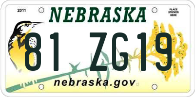 NE license plate 81ZG19