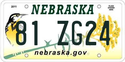 NE license plate 81ZG24