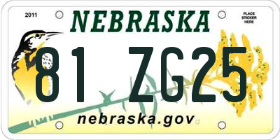 NE license plate 81ZG25