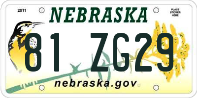 NE license plate 81ZG29