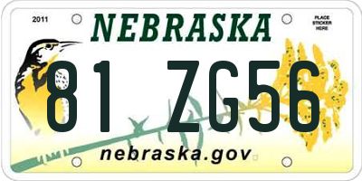 NE license plate 81ZG56