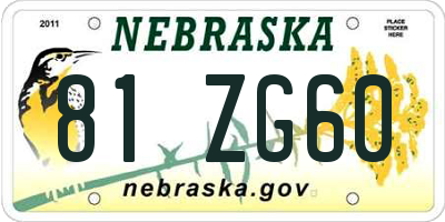 NE license plate 81ZG60