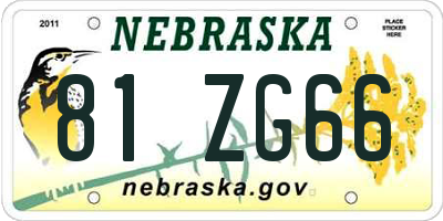 NE license plate 81ZG66