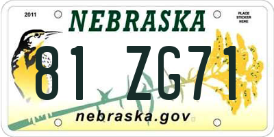 NE license plate 81ZG71