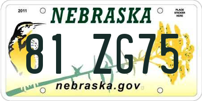 NE license plate 81ZG75