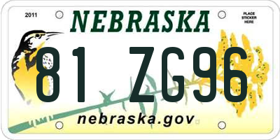 NE license plate 81ZG96