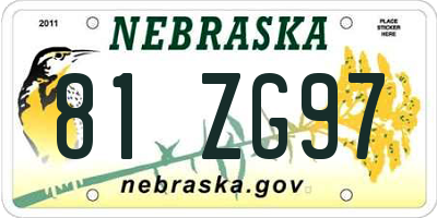 NE license plate 81ZG97