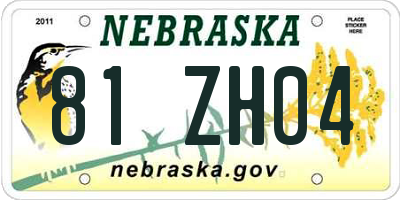 NE license plate 81ZH04