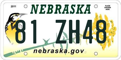 NE license plate 81ZH48