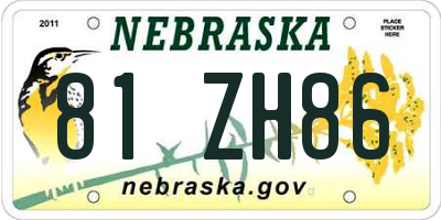NE license plate 81ZH86