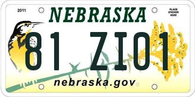 NE license plate 81ZI01
