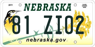 NE license plate 81ZI02