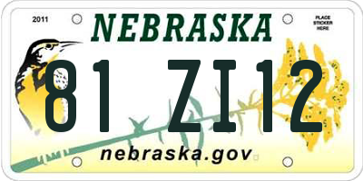 NE license plate 81ZI12