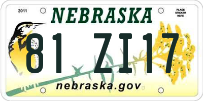 NE license plate 81ZI17