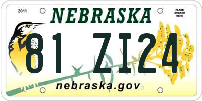 NE license plate 81ZI24