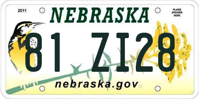 NE license plate 81ZI28