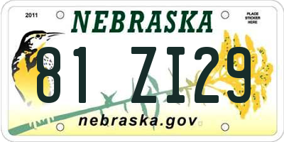 NE license plate 81ZI29