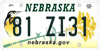 NE license plate 81ZI31