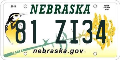 NE license plate 81ZI34