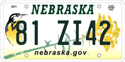 NE license plate 81ZI42