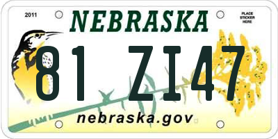 NE license plate 81ZI47