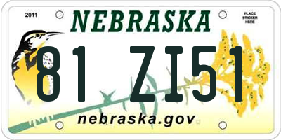 NE license plate 81ZI51