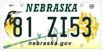NE license plate 81ZI53