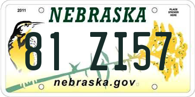NE license plate 81ZI57