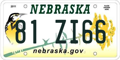 NE license plate 81ZI66