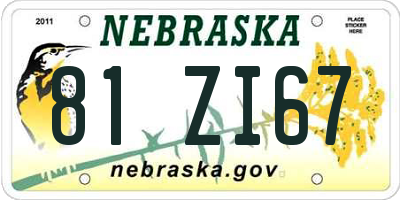 NE license plate 81ZI67