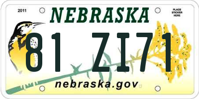 NE license plate 81ZI71