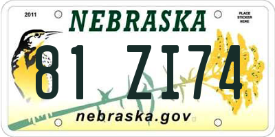 NE license plate 81ZI74