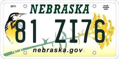 NE license plate 81ZI76
