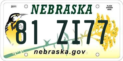 NE license plate 81ZI77